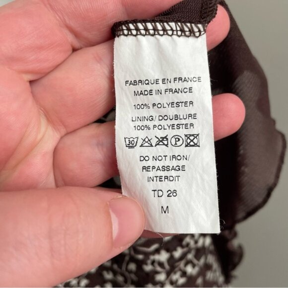 Vintage Apres La Pluie Paris Y2K Brown Babydoll Mesh Overlay Longsleeve Blouse - Picture 6 of 6